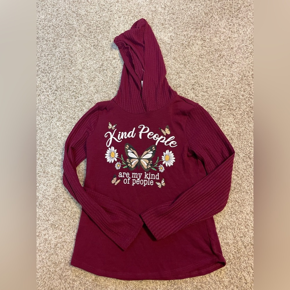Girls long sleeve hooded shirt